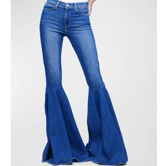 L'Agence Sevyn High Rise Super Flare Bellbottom Jean Black Stretch 25 NWT - Picture 10 of 11